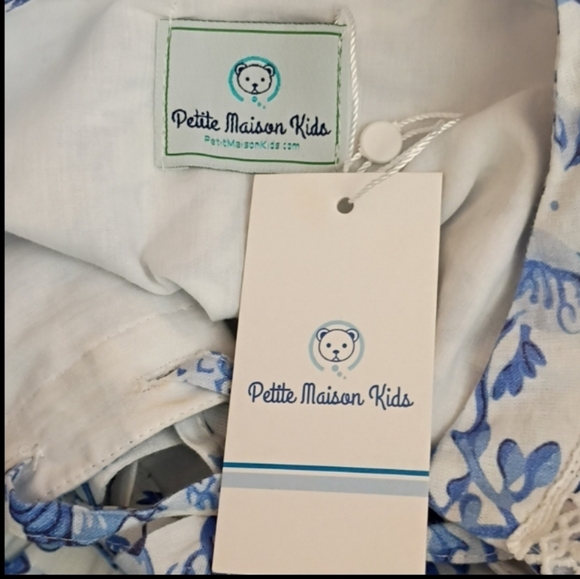 Petite Maison Kids Jaylin Blue/White Linen Mom Dress sz XS - Picture 9 of 14